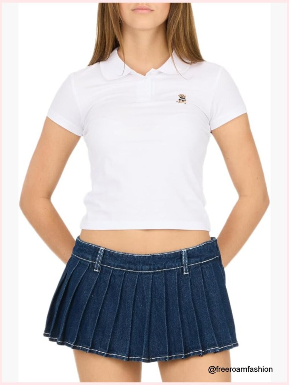 Short Sleeve Fitted Stretch Tee with Button Placket V-Neck